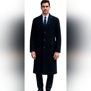 Cashmere Blend Dark Navy Blue Overcoat